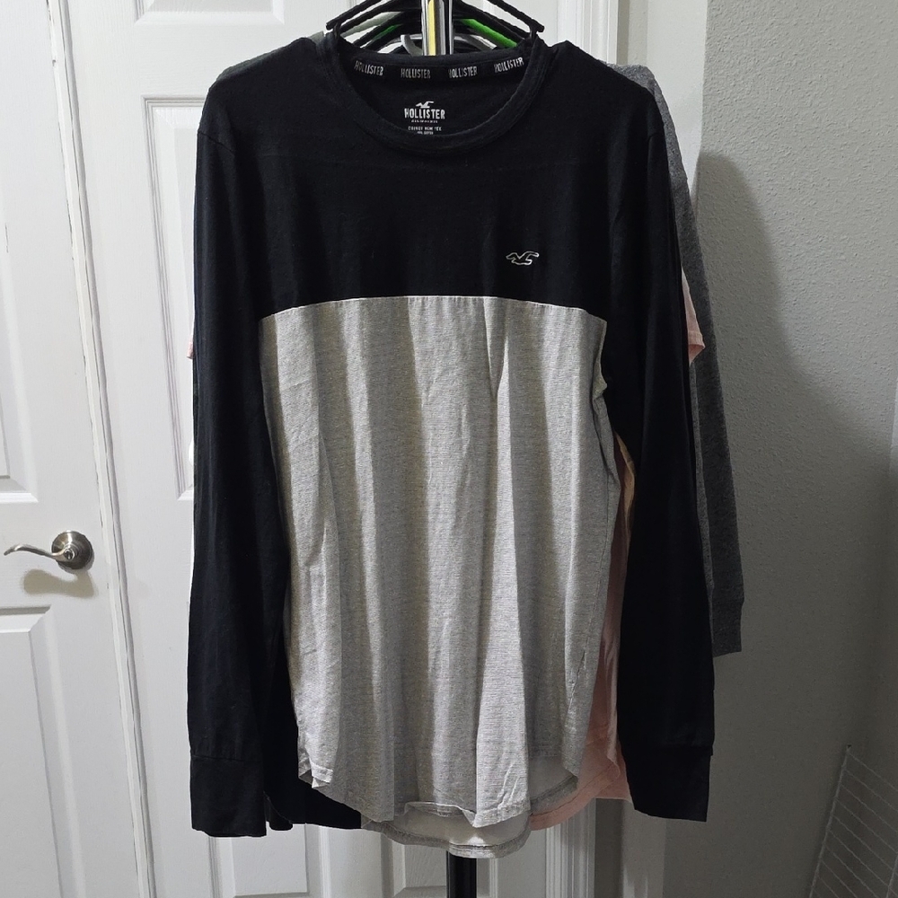 Hollister Black and White Colorblock Long Sleeve